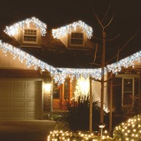 Festive 360 Snowing Icicle LED Christmas String Lights - Blue & White (4 Way) (P057607)