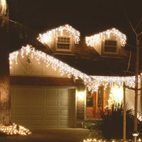 Festive 360 Snowing Icicle LED Christmas String Lights - White (4 Way) (P057605)
