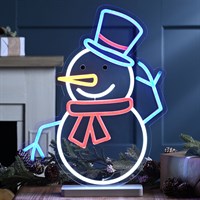Festive 37cm X 45cm Neon Flex Light Up Snowman Christmas Decoration On Base (P053585)