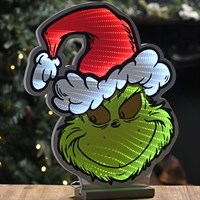 Festive 40cm Infinity Light Up Christmas Grinch With Santa Hat (P066727)