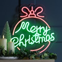 Festive 40cm Lit Red & Green Neon Flex Merry Christmas Ball Light Up Decoration (P053689)