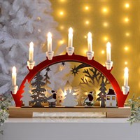 Festive 45cm Light Up Christmas Robin Scene Red Candle Bridge (P043877)