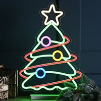 Festive 45cm Neon Effect Light Up Christmas Tree Decoration On Base (P057670)
