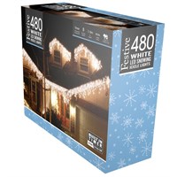 Festive 480 Snowing Icicle Christmas Lights - White (P036795)