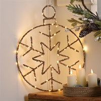 Festive 49cm Twinkling Gold Snowflake Ball Light Up Christmas Decoration - Warm White LED (P057721)
