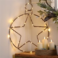 Festive 49cm Twinkling Gold Star Ball Light Up Christmas Decoration - Warm White LED (P057713)