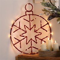 Festive 49cm Twinkling Red Snowflake Ball Light Up Christmas Decoration - Warm White LED (P057722)