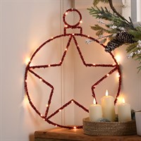 Festive 49cm Twinkling Red Star Ball Light Up Christmas Decoration - Warm White LED (P057714)