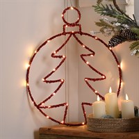 Festive 49cm Twinkling Red Tree Ball Light Up Christmas Decoration - Warm White LED (P057718)