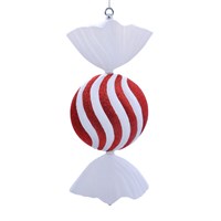 Festive 50cm Red & White Stripe Candy Flat Christmas Tree Decorations (P030671)