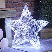 Festive 58cm Light Up White Twinkling Soft Acrylic Christmas Star (P041997)
