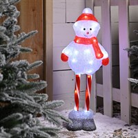 Festive 70cm Light Up Christmas Acrylic Candy Cane Leg Snowman (P048972)