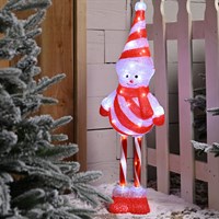 Festive 80cm Light Up Christmas Acrylic Candy Stripe Snowman (P048970)
