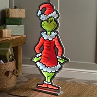 Festive 90cm Infinity Light Up Christmas Grinch In Santa Suit (P066730)