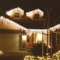 Festive 960 Snowing Icicle LED Christmas String Lights - White (4 Way) (P057614)