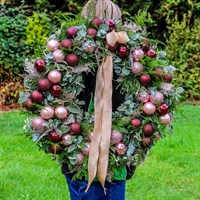 Festive Merry Baubles Door Wreath - Pink and Burgundy