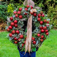 Festive Merry Baubles Door Wreath - Red