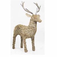 Festive Rattan Grey Deer Christmas standing Decoration (301361)