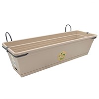 Florus Mediterran Balcony Trough Set 50cm Warm Taupe Plant Pot By Elho (1004954)