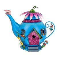 Fountasia Ornament Blue Teapot House (390117)