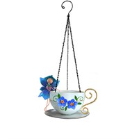 Fountasia Ornament - Fairy Hanging Teacup Wild Bird Feeder Forget-Me-Not 'Phoebe' (390249)