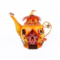 Fountasia Ornament - Fairy Orange Teapot House (390211)