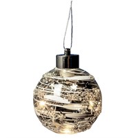 Fountasia Silver Bauble Hanging Light Up Christmas Tree Decoration (421223)
