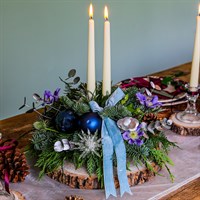 Frosty Morning Festive Table Arrangement With Candles