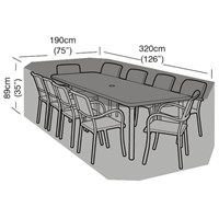 Garland 8-10 Seater Rectangular Garden Furniture Set Cover Black (W1420)