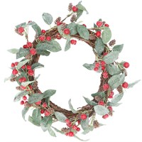 Gisela Graham Christmas 40cm Frosted Berries, Leaves & Cones Artificial Christmas Door Wreath (40391)