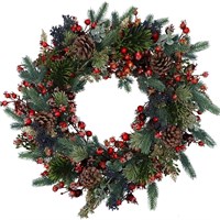 Gisela Graham Christmas 54cm Cones, Berries & Spruce Artificial Christmas Door Wreath (40184)