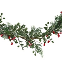 Gisela Graham Christmas 1.53m Cedar, Pine, Holly & Red Berries Artificial Christmas Garland (40199)