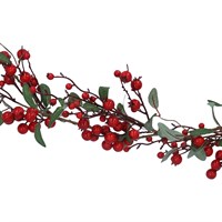 Gisela Graham Christmas 133cm Red Berry & Rosehip Foliage Artificial Christmas Garland (40114)