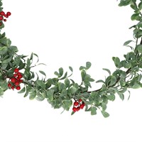 Gisela Graham Christmas 145cm Red Berry Frosted Mini Eucalyptus Artificial Christmas Garland (40145)