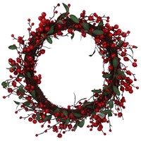 Gisela Graham Christmas 59cm Red Berries Artificial Christmas Wreath (40119)
