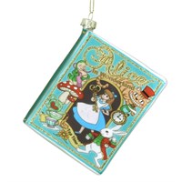 Gisela Graham Christmas Alice In Wonderland Glass Book Hanging Christmas Tree Decoration (01669)