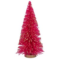 Gisela Graham Christmas Bristle Tree Hot Pink Table Decoration (38863)
