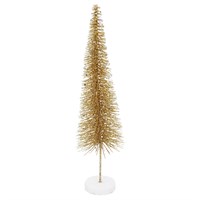 Gisela Graham Christmas Bristle Tree Slim Gold Glitter Table Decoration (36268)