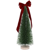 Gisela Graham Christmas Bristle Tree Small Red Bow Table Decoration (39265)