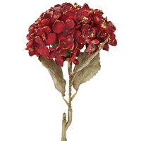 Gisela Graham Christmas Burgundy & Gold Glitter Hydrangea Stem (61659)