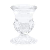 Gisela Graham Christmas Clear Glass Short Candlestick Holder - 6cm (53091)