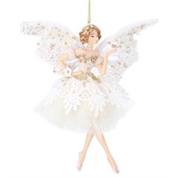 Gisela Graham Christmas Cream & Gold Lace Fairy Blonde Hanging Tree Decoration (11979)