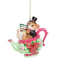 Gisela Graham Christmas Alice In Wonderland Dormouse in Teacup Hanging Christmas Tree Decoration (12509)