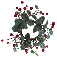 Gisela Graham Christmas Eucalyptus & Red Berry Candle Ring (50689)