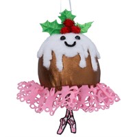 Gisela Graham Christmas Fabric Smiling Christmas Pudding Hanging Tree Decoration (11521)