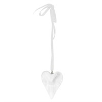 Gisela Graham Christmas Glass Heart Shape with White Ribbon Hanging Tree Decoration (15023)