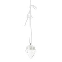 Gisela Graham Christmas Glass Round Diamond Shape with White Ribbon Hanging Tree Decoration (15023)