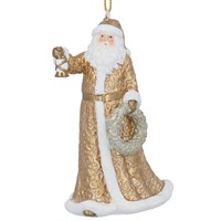 Gisela Graham Christmas Gold & White Santa Hanging Tree Decoration (10472)