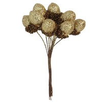 Gisela Graham Christmas Gold Glitter Acorn Artificial Floral Pick Bunch - 11cm (40252)