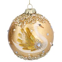 Gisela Graham Christmas Golden Glas Swan Bauble Tree Decoration (01915)